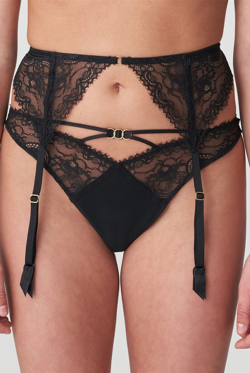 Junoo black suspender belt - a playful accessory you can wear on the hips or off the waist.