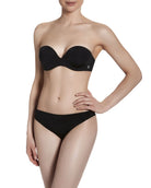 Black Strapless Bra with plunging neckline and smooth cups