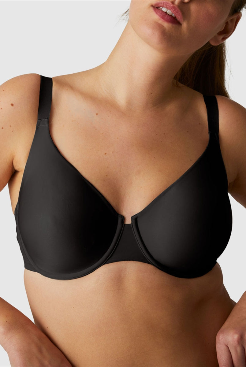 Black Full Cup Bra with smooth seamless cups and multi-position straps.