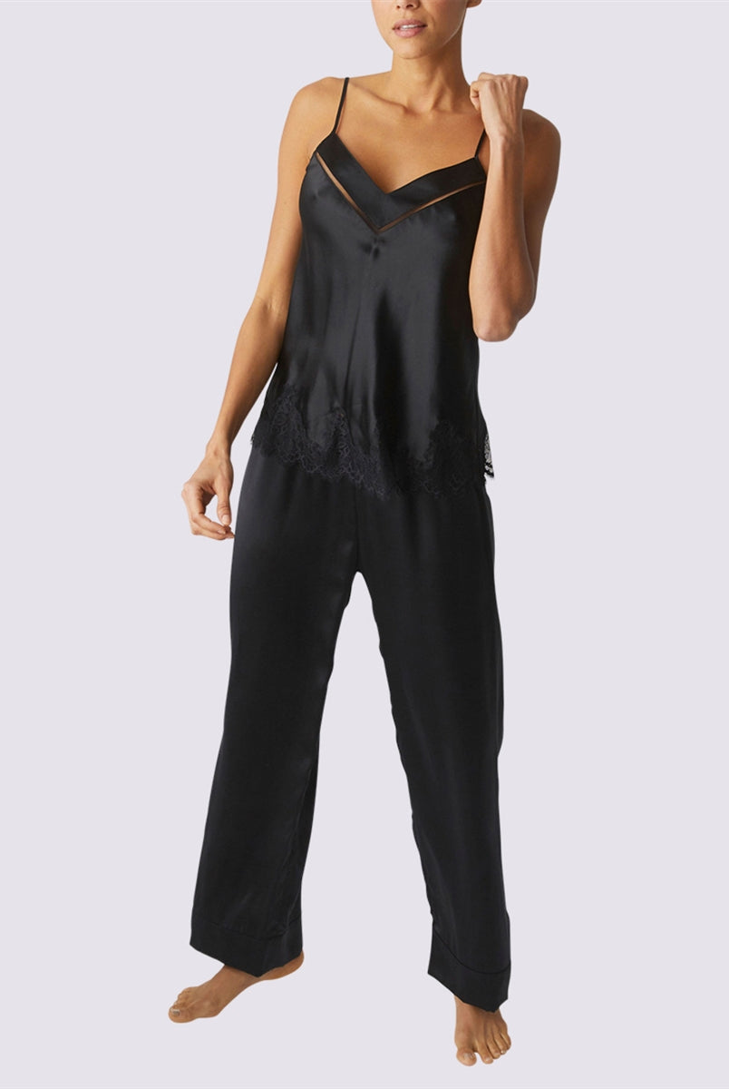 Black Silk Night Pant boasting a soft, comfortable and luxurious fit.
