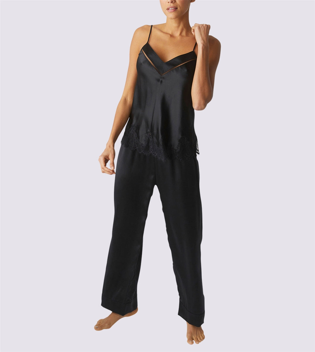 Black Silk Night Pant boasting a soft, comfortable and luxurious fit.