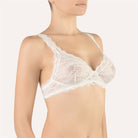 Sheer soft cup lace triangle bra without underwire in gorgeous ivory colour