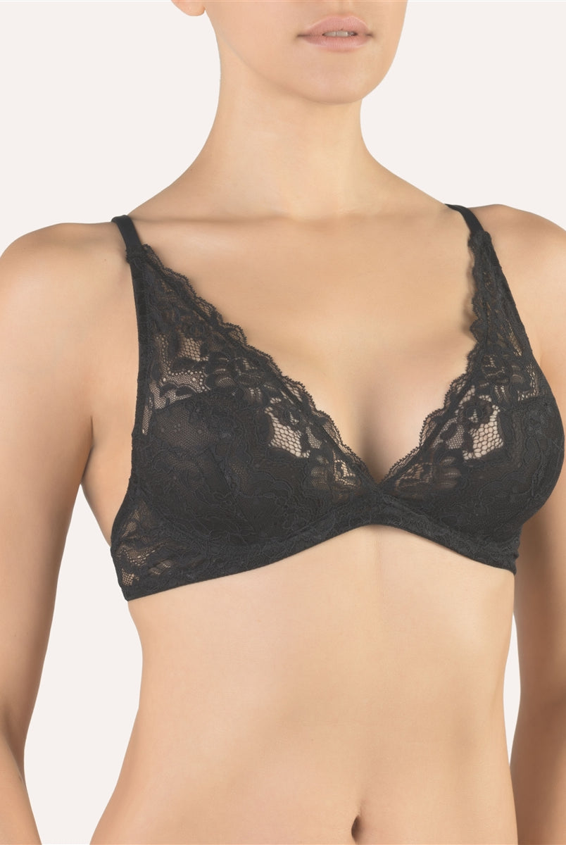 Black soft cup lace bralette with underwire by Cotton Club, Made in Italy