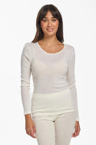 Baselayers Pure Wool Long Sleeve Top - Ivory - La Donna