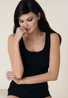 Soft stretch cotton tank top with wide shoulder straps