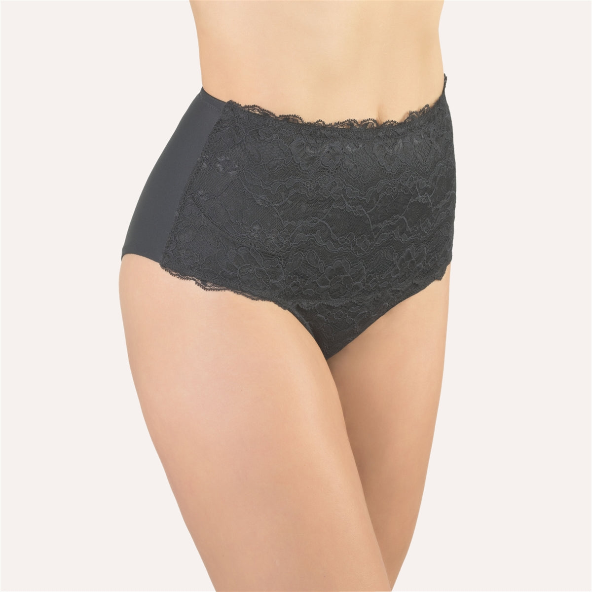 Beautiful black lace high waist brief by designer label, Made in Italy