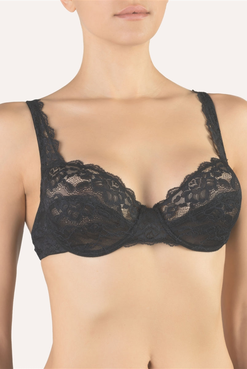 Beautiful designer black lace bra with underwire