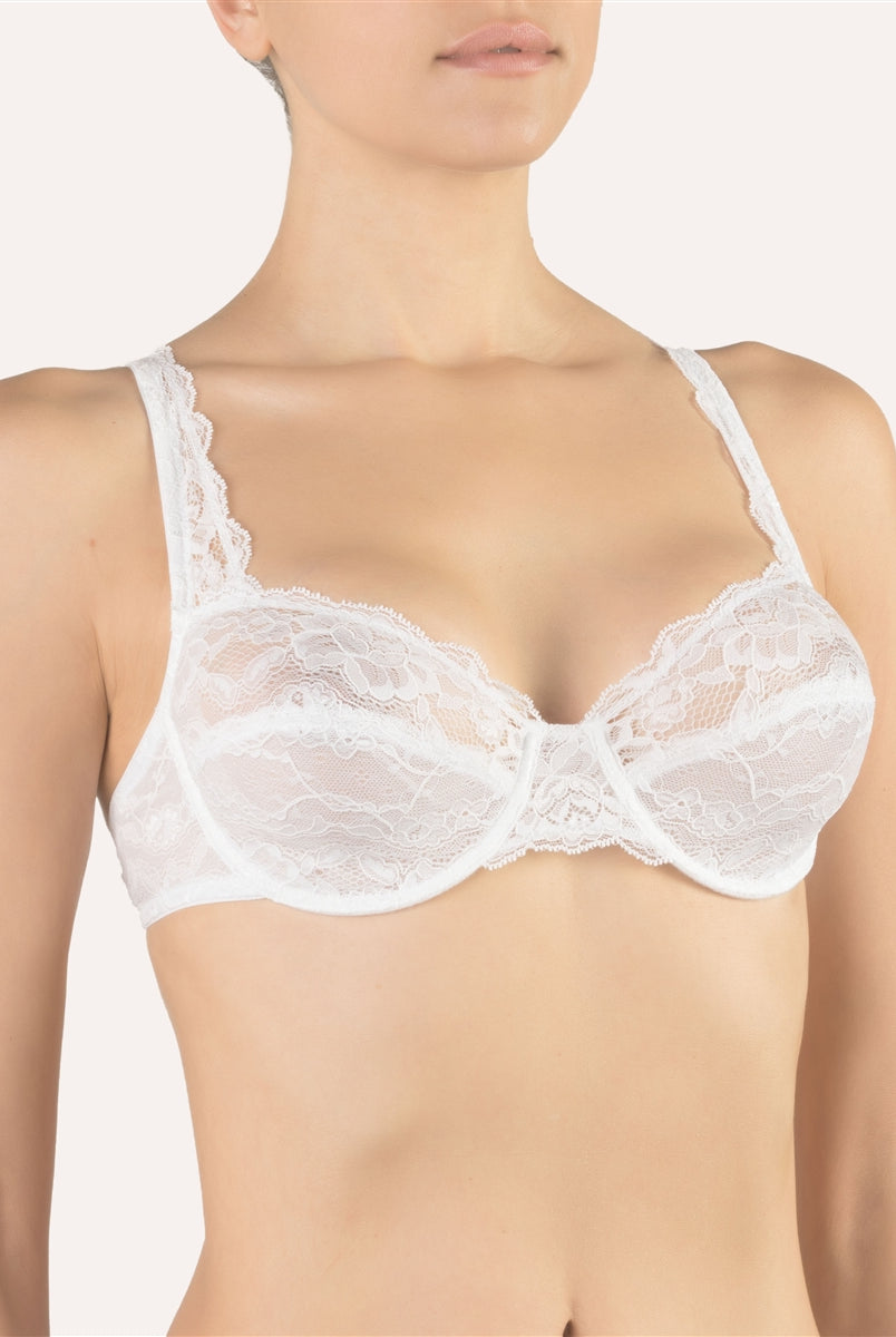 High quality white lace bra with underwire