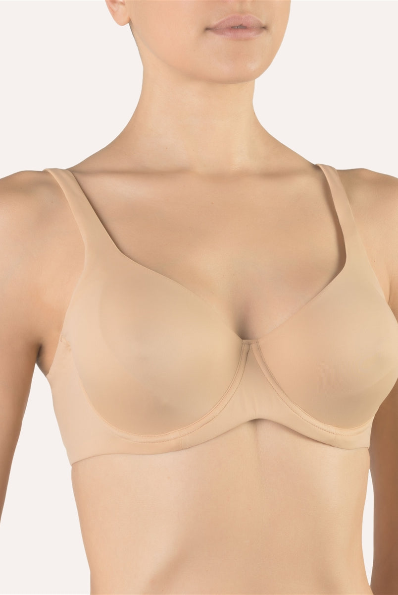 Nude soft full cup supportive bra with underwire made from a smooth microfibre fabric