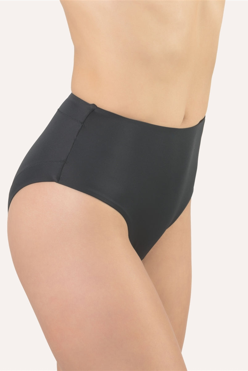 Black high waist and high leg cut microfibre brief