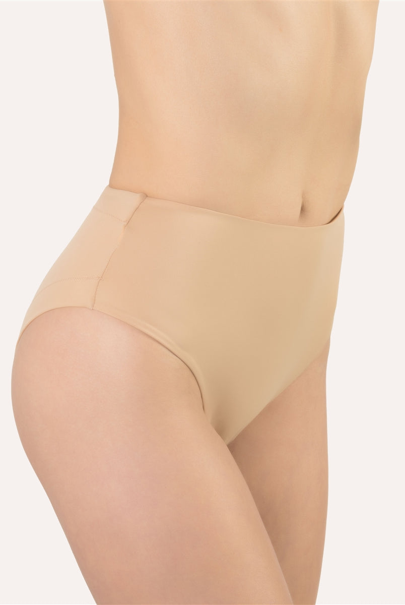 Nude high waist and high leg cut microfibre brief