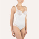 White smooth & shaping bodysuit with underwire cups made out of a beautiful microfiber and leavers lace