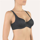 Black soft full cup supportive bra with underwire made from a smooth microfibre fabric