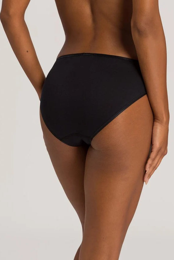 Hanro Cotton Seamless Midi Briefs - Black - La Donna