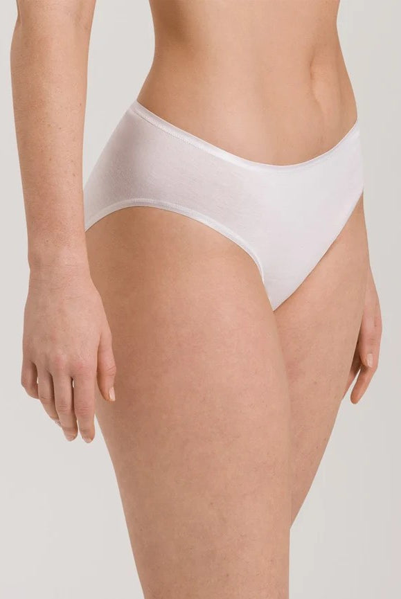 Hanro Cotton Seamless Midi Briefs - White - La Donna