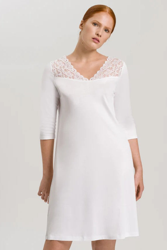 Hanro Moments 3/4 Sleeve Cotton Nightdress - La Donna