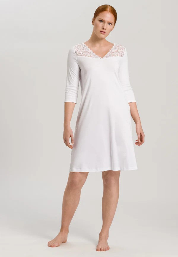 Hanro Moments 3/4 Sleeve Cotton Nightdress - La Donna