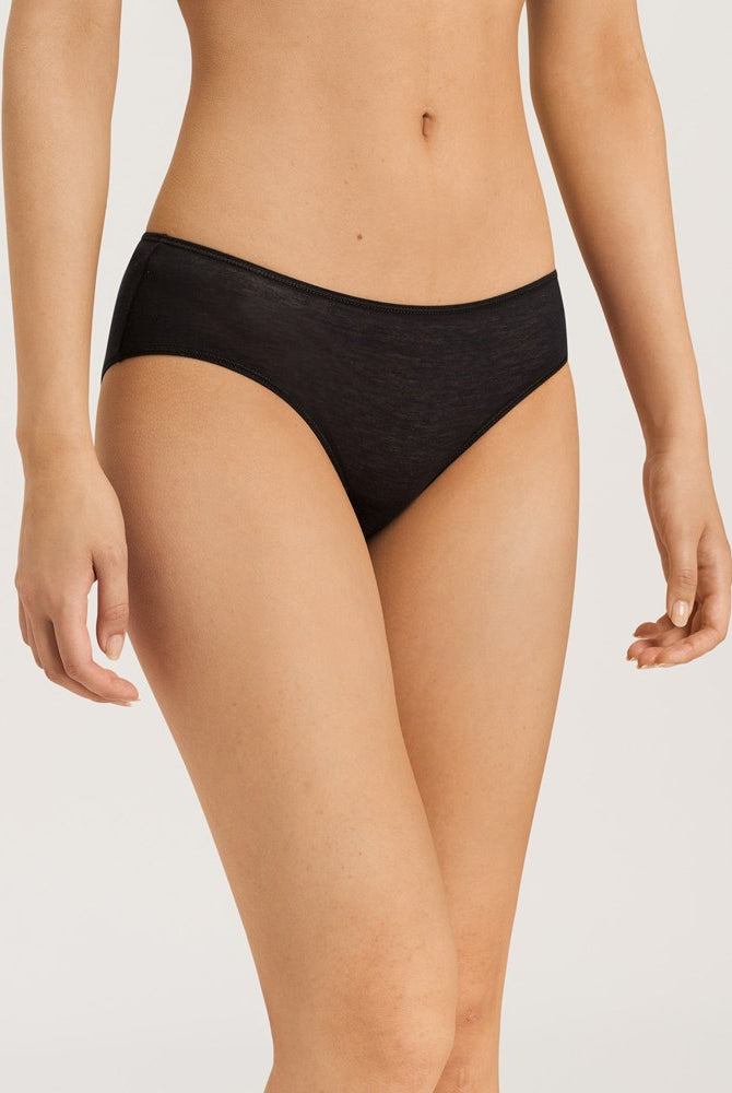 Hanro Ultralight Midi Cotton Briefs - Black - La Donna
