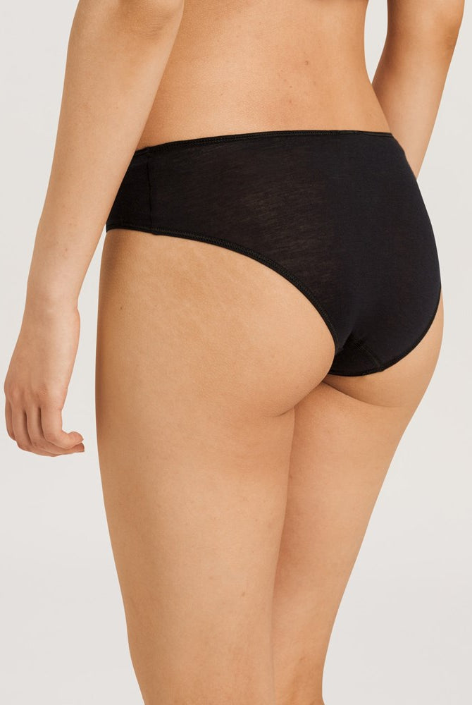 Hanro Ultralight Midi Cotton Briefs - Black - La Donna