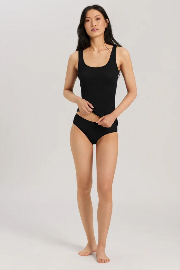 Hanro Ultralight Midi Cotton Briefs - Black - La Donna