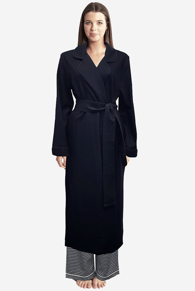 Soft and luxurious long sleeve pure wool robe with tie around the waist