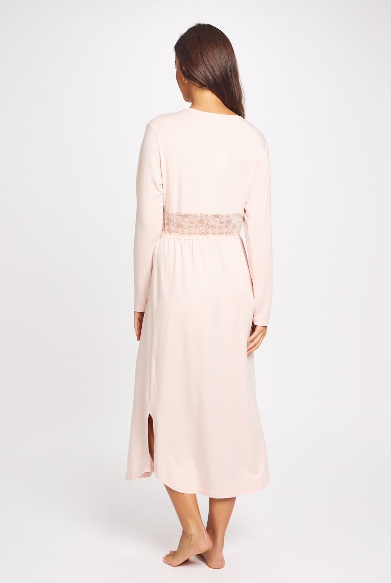 Love & Lustre Butterfly Long Sleeve Modal Nightdress - Dusk Pink - La Donna