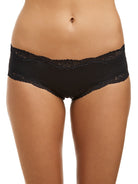 Black microfibre french hipster brief trimmed with lace
