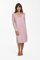 Love & Lustre Modal & Lace Long Sleeve Nightie - Crystal - La Donna