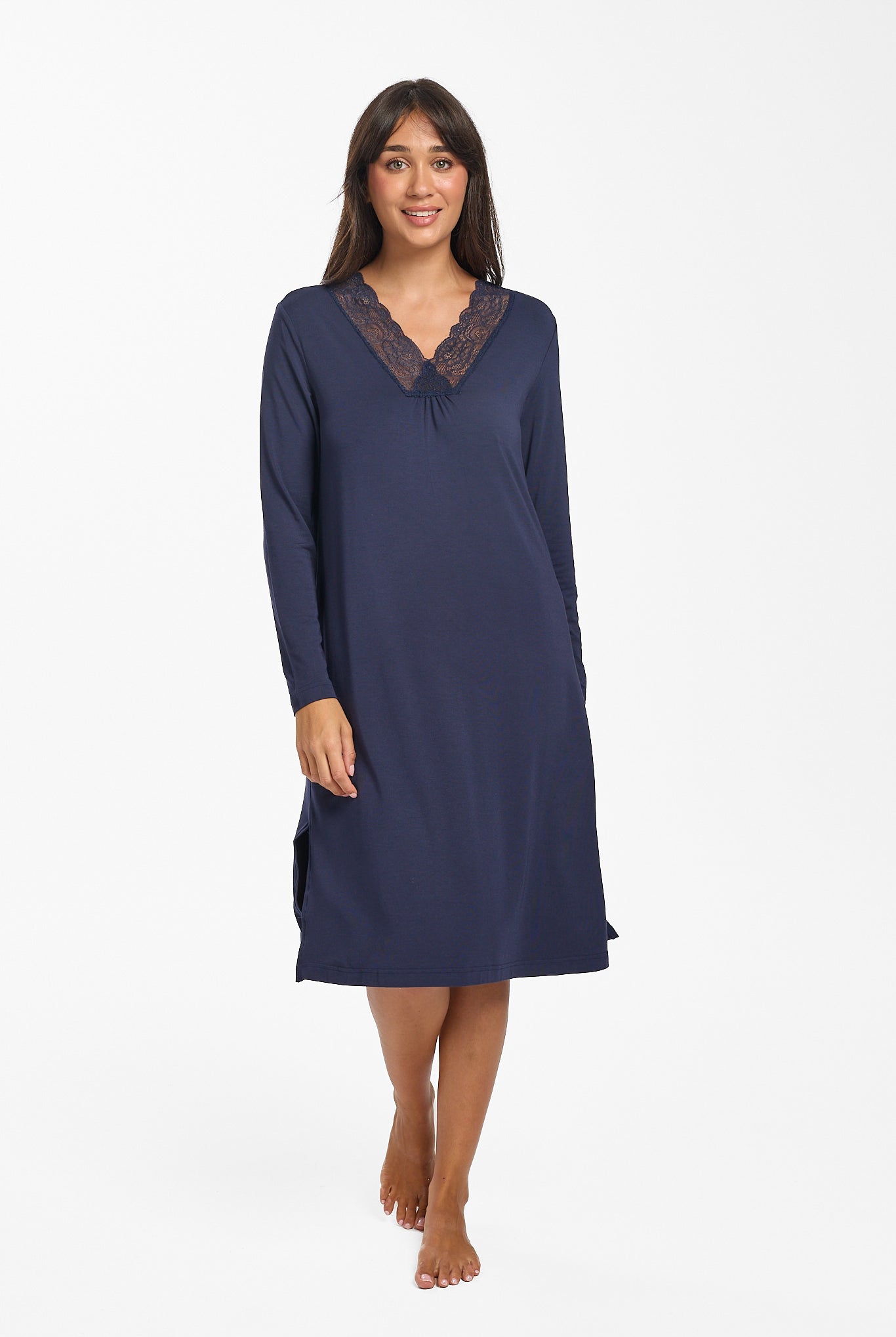 Love & Lustre Modal & Lace Long Sleeve Nightie - La Donna