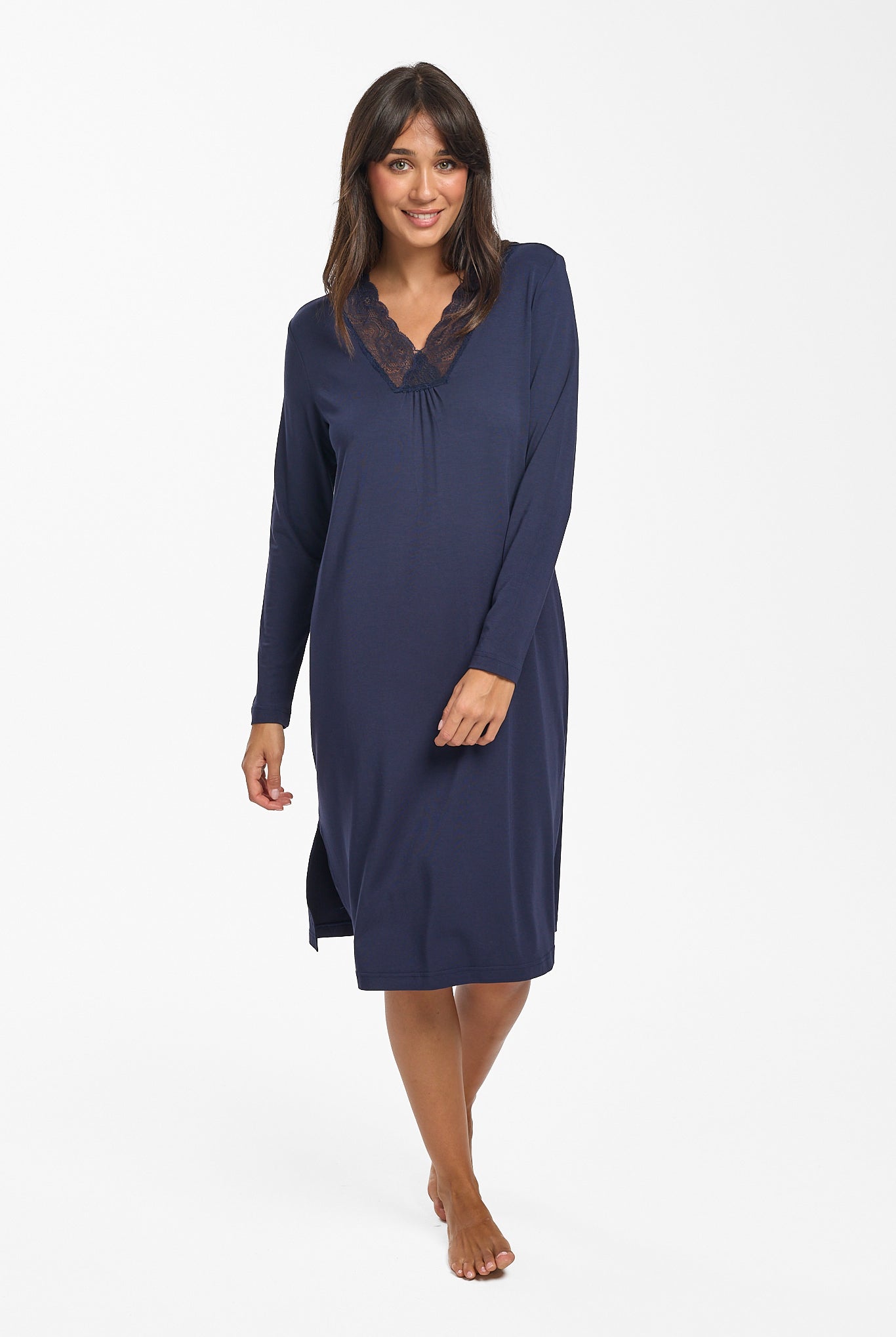 Love & Lustre Modal & Lace Long Sleeve Nightie - La Donna