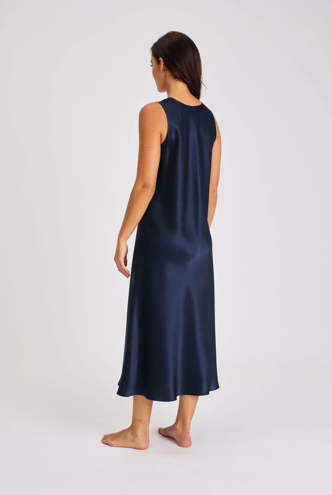 Love & Lustre Mono Silk Long Nightdress - Navy - La Donna