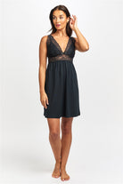 Love & Lustre Premium Modal Butterfly Short Nightdress - Black - La Donna