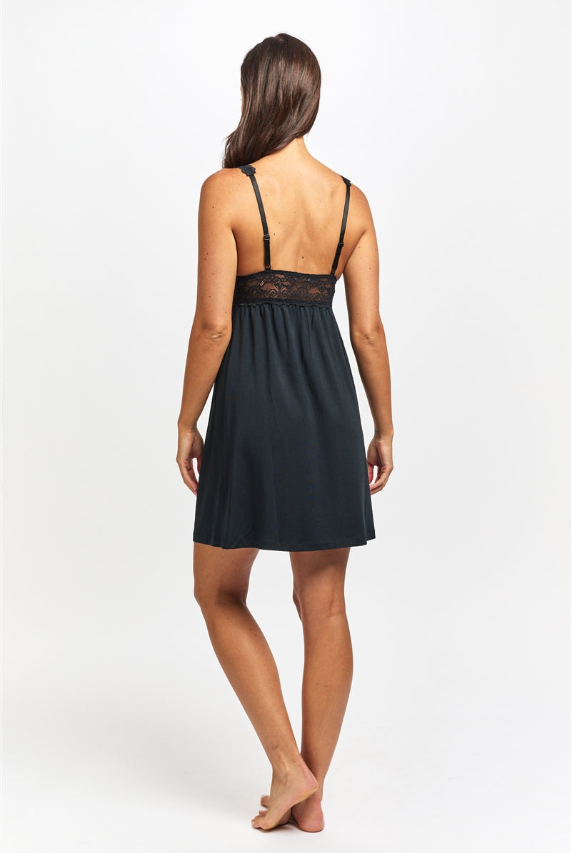 Love & Lustre Premium Modal Butterfly Short Nightdress - Black - La Donna