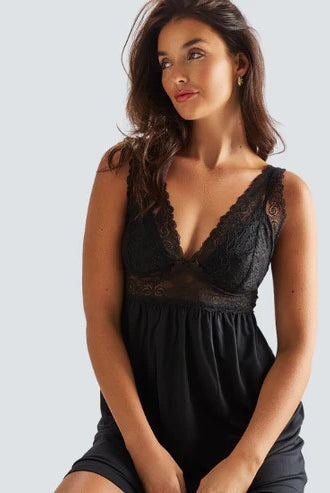 Love & Lustre Premium Modal Butterfly Short Nightdress - Black - La Donna