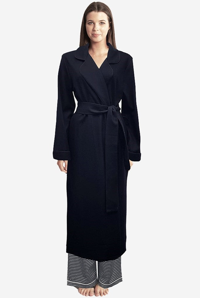 Soft and luxurious long sleeve pure wool robe with tie around the waist