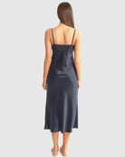 Love & Lustre Silk Chemise 3/4 Length - Navy - La Donna