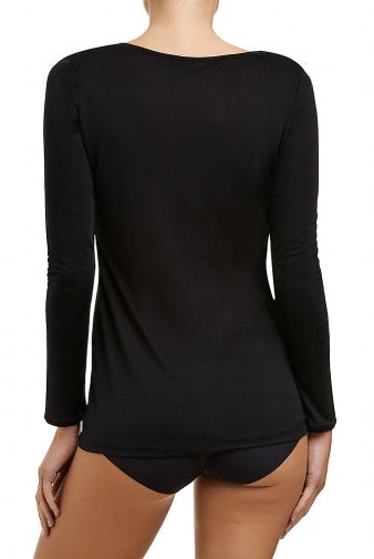 Love & Lustre Silk Jersey Long Sleeve Top - Black - La Donna