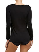 Love & Lustre Silk Jersey Long Sleeve Top - Black - La Donna