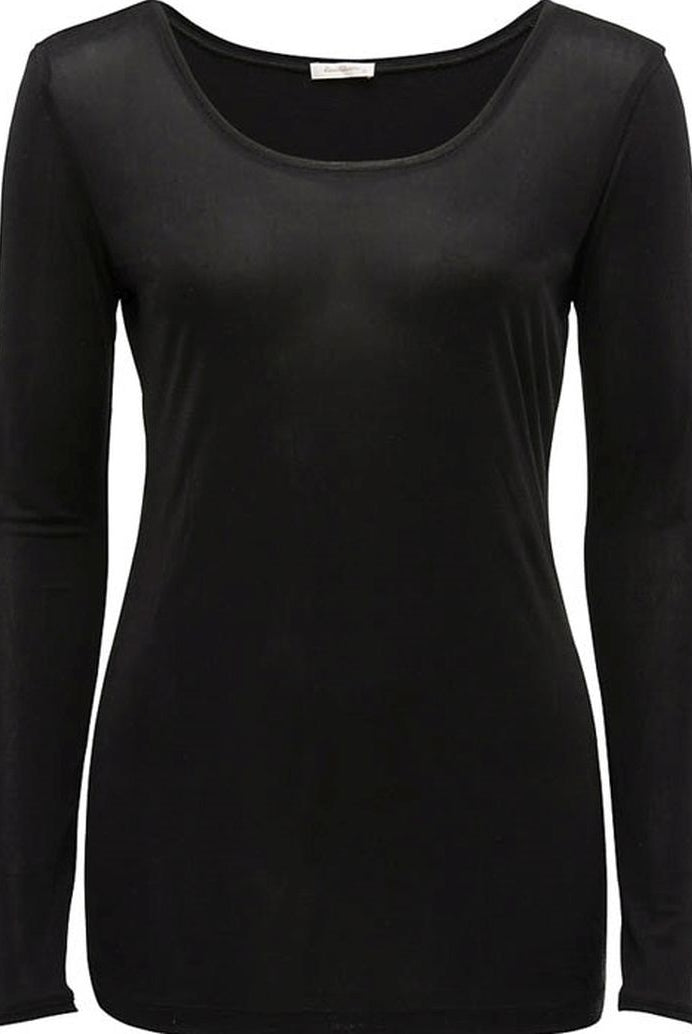 Love & Lustre Silk Jersey Long Sleeve Top - Black - La Donna