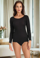 Love & Lustre Silk Jersey Long Sleeve Top - Black - La Donna