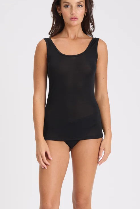 Love & Lustre Silk Jersey Tank - Black - La Donna