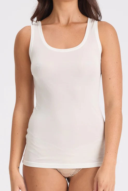 Love & Lustre Silk Jersey Tank - Ivory - La Donna