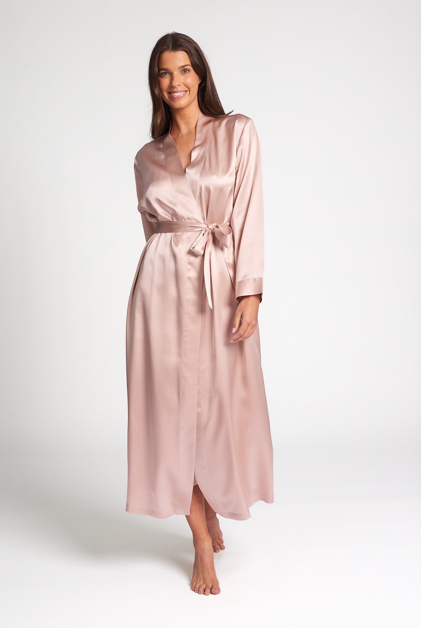 Love & Lustre Silk Long Robe - Dusk Pink - La Donna