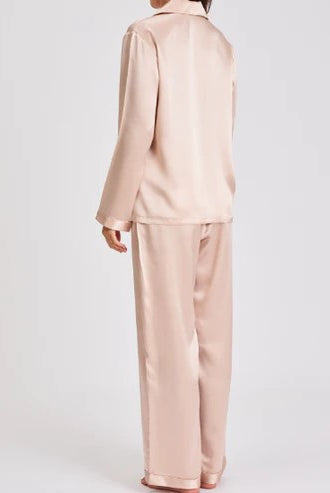Love & Lustre Silk Piped PJ Set - Dusk Pink - La Donna