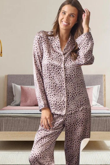 Love & Lustre Silk Piped PJ Set - Leopard - La Donna