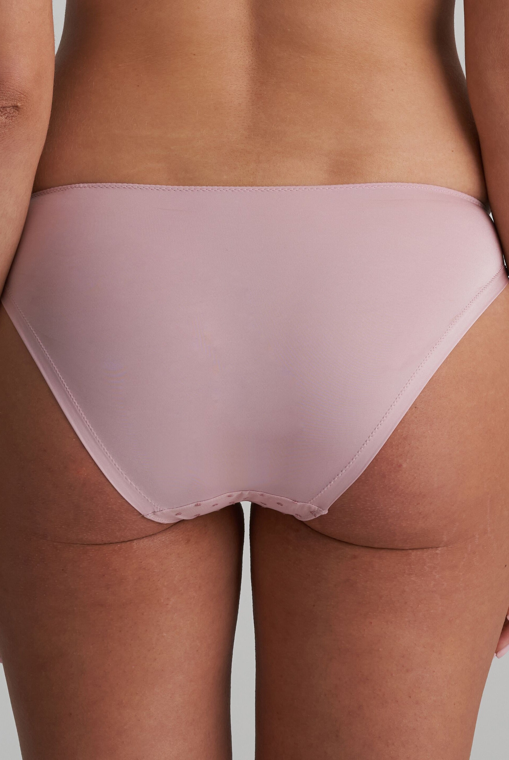 Rio briefs in vintage pink combine adorable dotted tulle with elegant floral embroidery with plain back