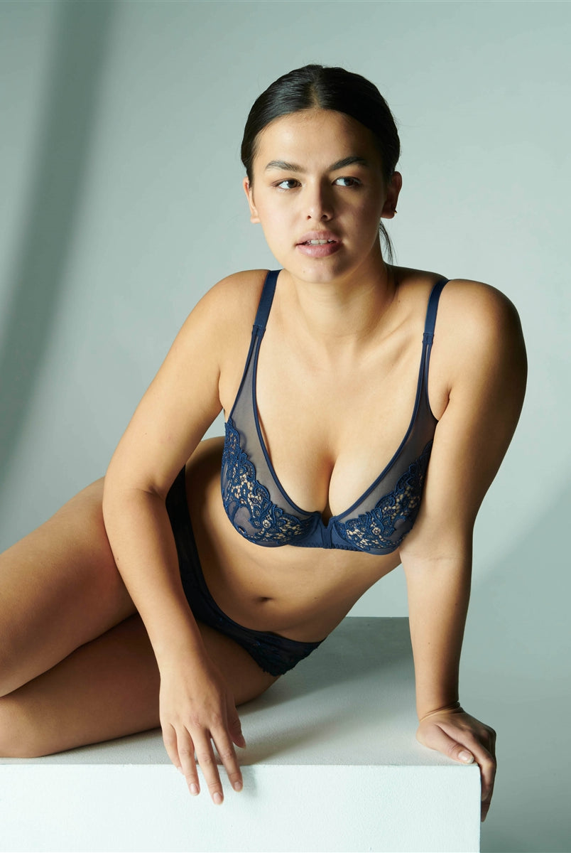 Simone Perele Saga Full Cup Plunge Bra - Endless Blue - La Donna