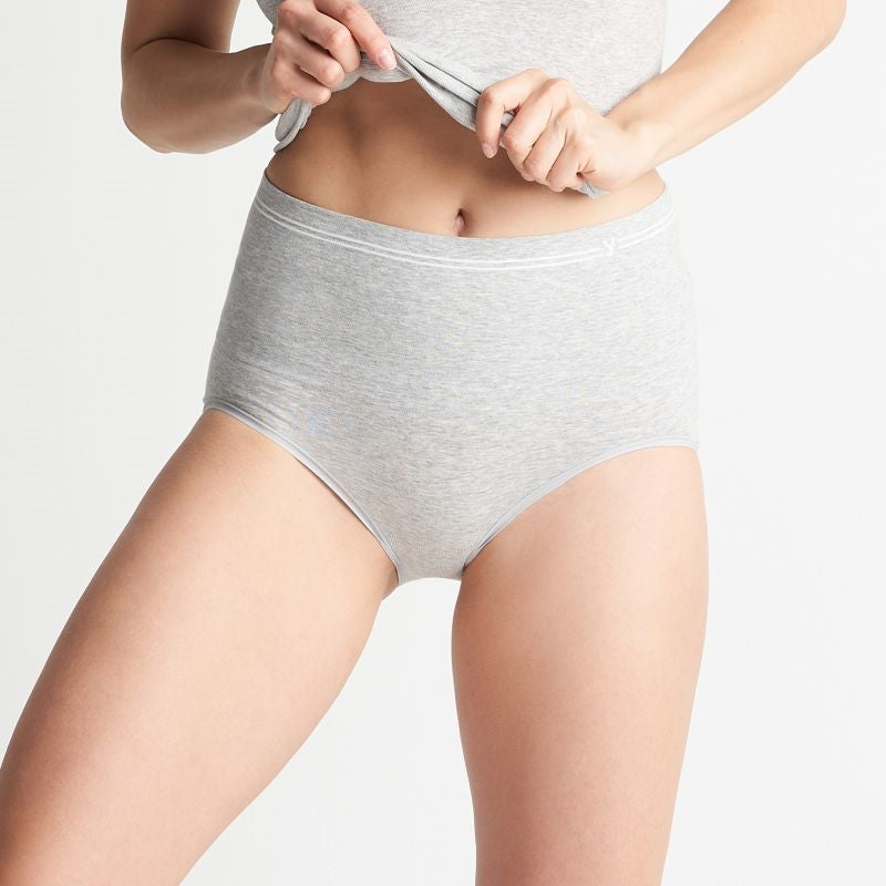 Light grey breathable cotton high waist shaping everyday brief