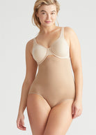 Nude smooth and seam-free high-waist shaping brief that sits just below the bra line with targeted waist shaping.