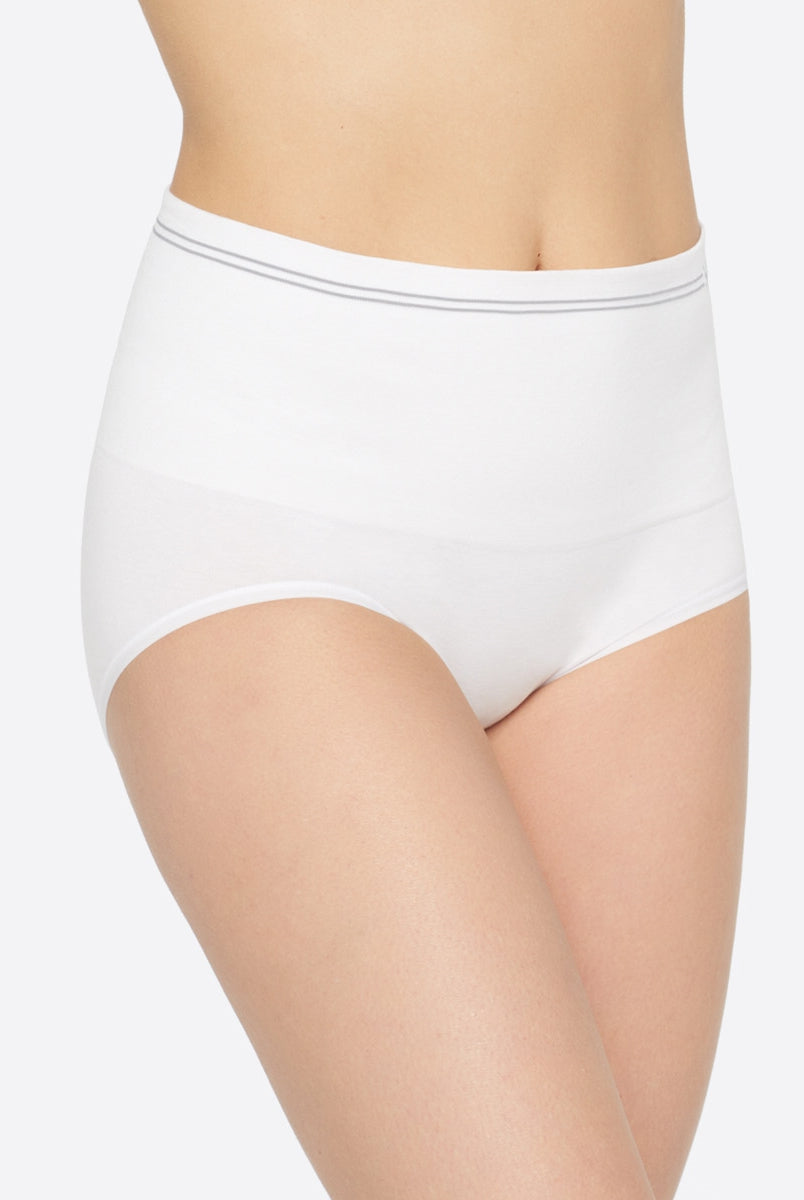 Yummie Seamless Cotton Shaping Brief - White - La Donna